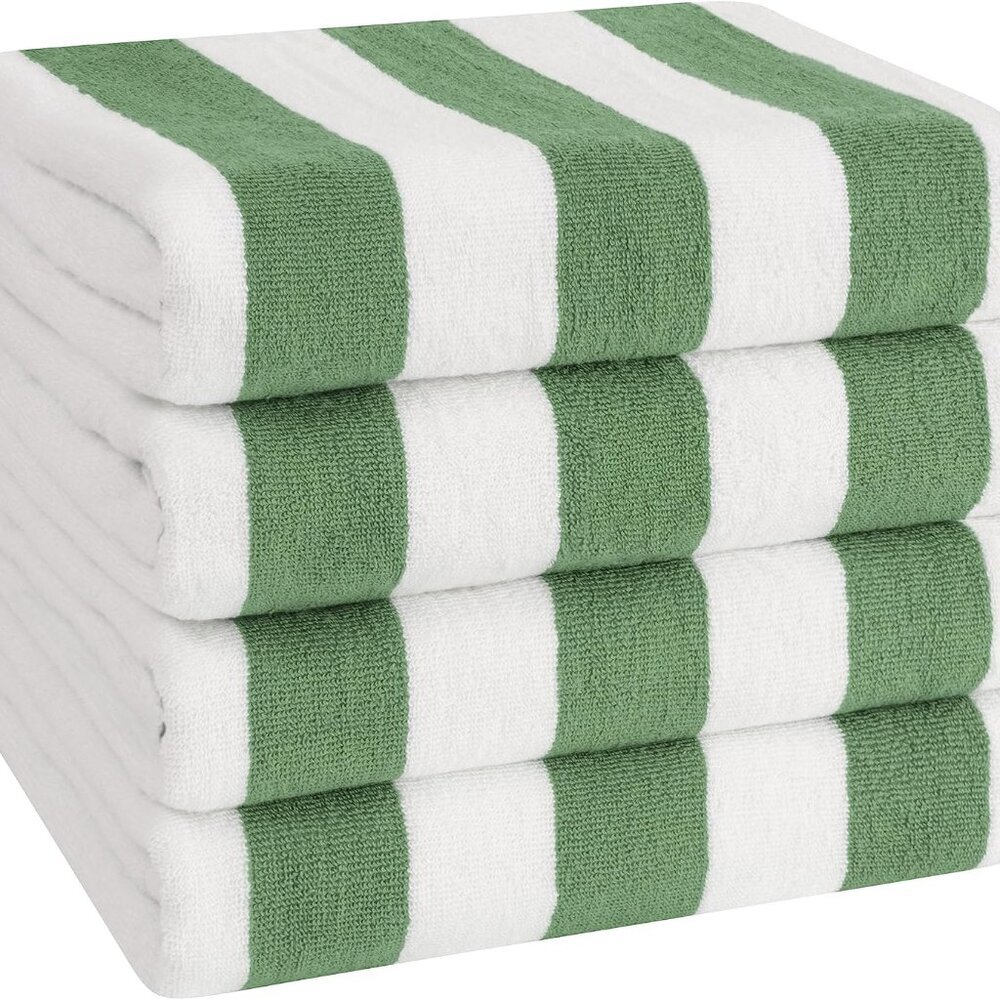 Cabana Striped Beach Towels, 30x60 inch 4 Piece Oversize Pool Towels, Quick Dryi